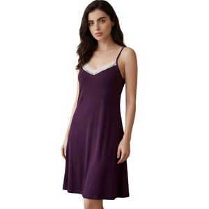 Nouvelle Robe <span class=keywords><strong>de</strong></span> <span class=keywords><strong>Nuit</strong></span> Femme OEM/ODM en Dentelle Sexy, Caraco Pyjama d'Été Couleur Unie, Longue Robe <span class=keywords><strong>de</strong></span> Maison à Fines Bretelles, Vêtement <span class=keywords><strong>de</strong></span> <span class=keywords><strong>Nuit</strong></span> - Product Image 6