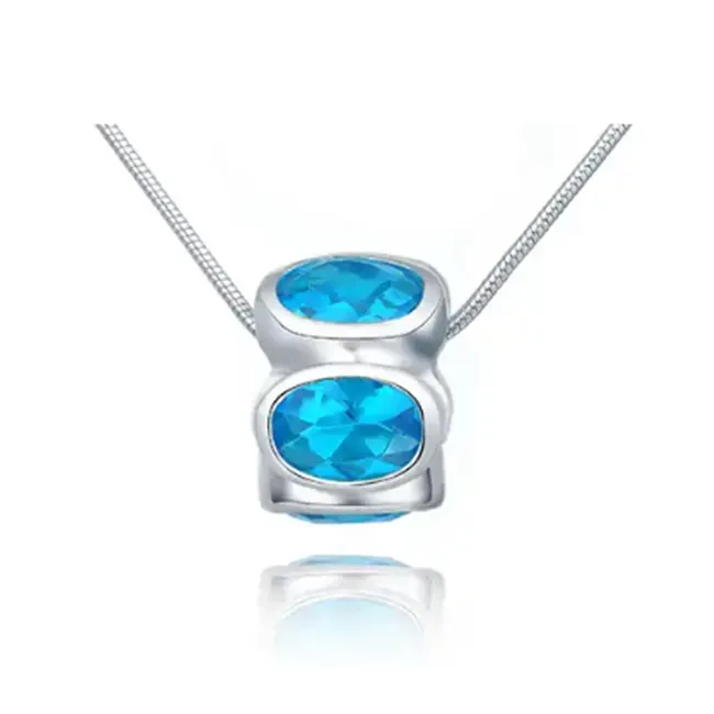En iyi satmak Vlink paslanmaz çelik takı moissanite özel mavi cz taş charm kolye moda takı kadınlar için kolyeler