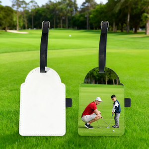 Étiquettes de sac de golf en cuir vierge, impression par sublimation personnalisée, bricolage, nom, cadeau pour papa <span class=keywords><strong>golfeur</strong></span> avec logo d'entreprise, lot de <span class=keywords><strong>3</strong></span> - Product Image 1