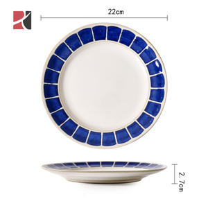 Ensemble de vaisselle en porcelaine fine ronde peinte à la main, tasses, assiettes et bols - Product Image 6
