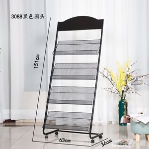 4 estantes de <span class=keywords><strong>metal</strong></span> móvil literatura negra estantes de exhibición de revistas soporte de folleto moderno - Product Image 2