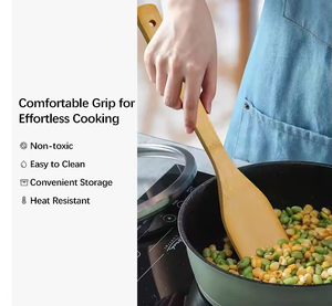 Ensemble d'ustensiles de cuisine durables en bois écologique, 7 pièces, gadgets de cuisine en bois de bambou avec support - Product Image 5