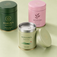 Lata de Té Personalizada para Empacar Té Suelto, Redonda y Hermética, de Metal Verde para Matcha, Caja de Regalo de Lujo Personalizada al por Mayor