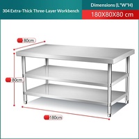 Table de préparation multifonctionnelle à double couche en acier inoxydable 304 épaissi pour la cuisine des restaurants