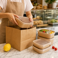 Boîte à lunch en papier jetable avec étiquette et taille personnalisables, écologique, sans danger pour les aliments, style traditionnel pour restaurants et hôtels