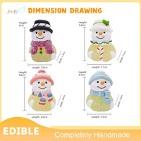 Decoraciones Comestibles de Azúcar en Forma de Muñeco de Nieve 3D Hechas a Mano, Adornos para Pasteles y Cupcakes, Suministros para Temática Navideña