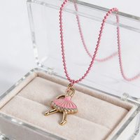 Collier mignon de danseuse de ballet rose pour filles, pendentif ballerine, chaîne perlée, bijoux de danse, cadeau pour les enfants, collier pour les amoureux du ballet