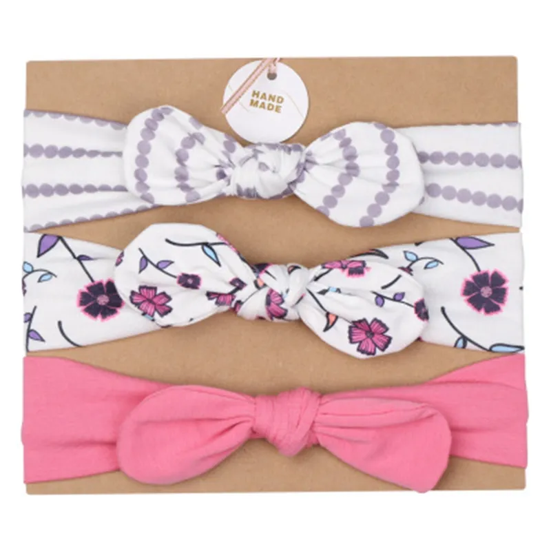 3 Cái/bộ Bé Headband Cho Cô Gái Trẻ Em Bông Tai Thỏ Turban Bow Đàn Hồi Hairband Bé Tóc Phụ Kiện Quà Tặng Sinh Nhật