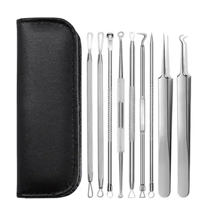 Pimple Popper Tool Kit 9 PCS Blackhead Remover Tools with Tweezers Professional Acne Zit Pimple Popper Extraction Tools