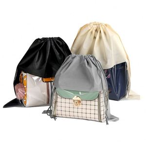 Sac de rangement pour chaussures en tissu non tissé épaissi et plastique transparent, anti-poussière, résistant à l'eau, recyclable, avec cordon de serrage, pour femme, tendance - Product Image 1