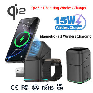 <span class=keywords><strong>Chargeur</strong></span> sans fil magnétique rotatif automatique tactile pliable Qi2 15W Praiser pour <span class=keywords><strong>iPhone</strong></span> Samsung Xiaomi Phone Apple Watch et AirPods - Product Image 1