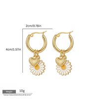 EDGE Fashion Boucles d'oreilles créoles personnalisées en acier inoxydable plaqué or, avec breloque fleur de marguerite en émail, motif floral estival, bijoux tendance en gros