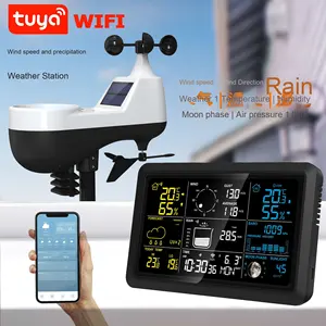 Tuya Smart Home <span class=keywords><strong>Station</strong></span> météo OLED LED Wifi connectivité Android pour température vent vitesse pluviomètre prévision Direction du vent - Product Image 4