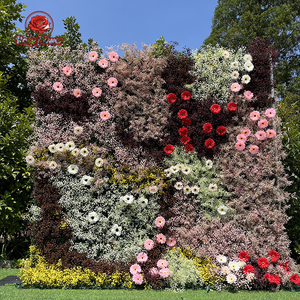 Ventes d'usine Mur de fleurs en <span class=keywords><strong>soie</strong></span> 3D Rose blanche 8 pieds x 8 pieds Rouleau de fond de scène de mariage Photographie d'événements Décoration de haute qualité - Product Image 2