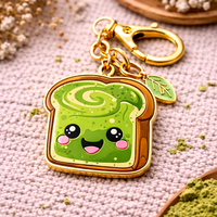 Porte-clés en métal au design d'usine, motif Matcha japonais authentique et cérémonie du thé, cadeau d'affaires