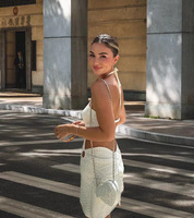 Robe Mini Chic Sexy Évidée à Col Halter et Dos Nu Asymétrique pour l'Été, Robe de Soirée Tendance pour Femme, Robes de Plage