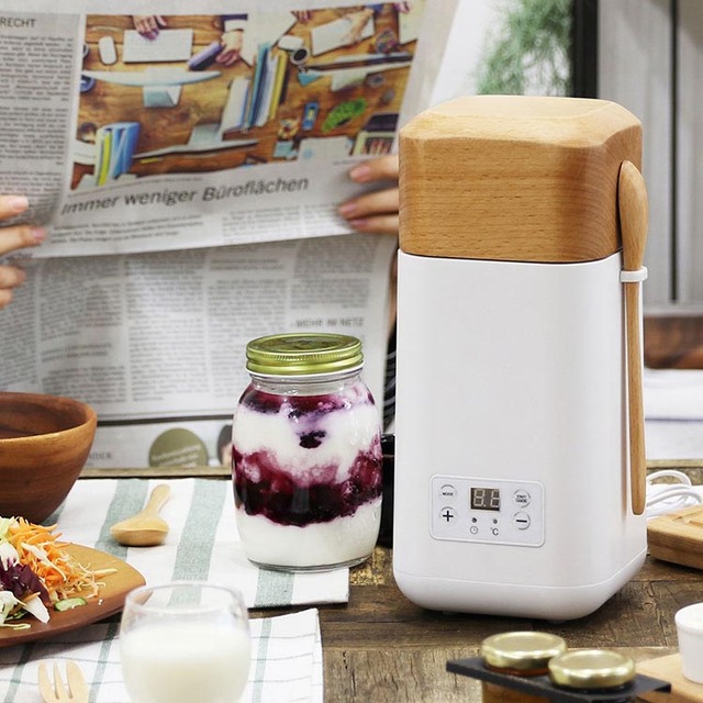 550ml Electric Yogurt Yoghurt Maker with Wooden Bowel Professional Fermenter Yogurt Making Machine