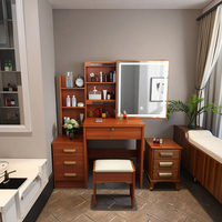 Coiffeuse de maquillage d'angle moderne au design européen avec miroir lumineux Meubles de chambre à coucher en bois Commode tiroirs pour lit