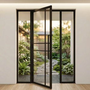 Puertas Interiores Modernas Personalizadas, Plegables de Aleación de Aluminio con Marco de Acero y Vidrio Acanalado - Product Image 4