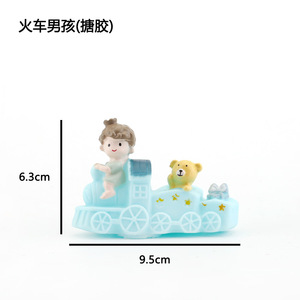 Décoration de gâteau bleu poudre <span class=keywords><strong>petit</strong></span> train princesse <span class=keywords><strong>prince</strong></span> poupée ornement garçon fille gâteau d'anniversaire décoration gâteau topper jouet - Product Image 4