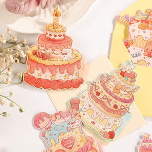 Biglietto d'Auguri 3D a Forma di Torta di <span class=keywords><strong>Compleanno</strong></span>, Pieghevole ed Ecologico, per Natale e Festa degli Insegnanti, con Messaggio Semplice da Negozio di Fiori - Product Image 3