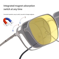 Lunettes de soleil polarisées 3-en-1 à vision nocturne 3D magnétiques à clipser pour pilotes, monture métallique, pour femmes et hommes, compatibles avec les verres de prescription pour myopie, collection 2024