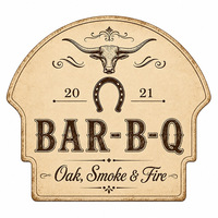Plaque Métallique Décorative Murale Western Vintage Bar-B-Q Longhorn Horseshoe en Étain Embossé, Personnalisable, Fournisseur Direct d'Usine OEM