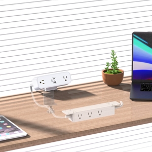 Tira de alimentación de doble propósito de 1875W, enchufe de extensión de cobre, montaje de <span class=keywords><strong>abrazadera</strong></span>, instalación debajo del escritorio, PD65W, enchufes de carga rápida de USB-C - Product Image 1