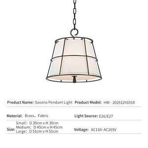 Luminaire suspendu vintage de luxe pour salle à manger d'hôtel, cage en laiton, abat-jour en tissu blanc, chaîne LED, luminaire suspendu Savona - Product Image 3
