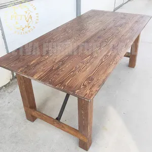 Grosir set meja makan pinus dan kursi untuk 6 kayu solid modern meja makan bulat untuk acara digunakan