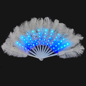 <span class=keywords><strong>2024</strong></span> plus récent promotionnel USB rechargeable LED artisanat pliable plume ventilateur à main Led ventilateurs de danse - Product Image 2
