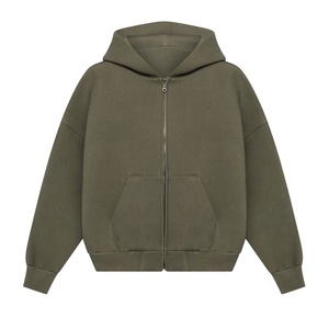 Heavyweight Sherpa Custom Hoodies for Men 100% Cotton Thick Unlined Breathable Full Zip up Summer Warm <b>Sweatshirts</b> <b>Work</b> Jacket - Product Image 5