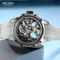 Montre mécanique automatique de luxe pour homme, cadran squelette complet, étanche, lumineuse, bracelet en silicone, montre-bracelet sport industrielle