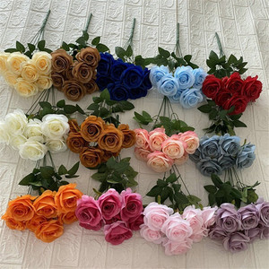 Bouquet di 7 Rose Artificiali <span class=keywords><strong>Rosa</strong></span>, Fiori Fatti a Mano con Diametro di 9cm, Grandi Rose per Natale e Laurea - Product Image 4