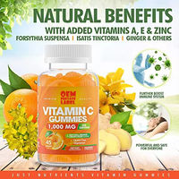 OEM/ODM Gommes à la vitamine C 1000mg avec extraits de plantes, supplément de soutien immunitaire avec vitamines A, E, zinc pour adultes et enfants