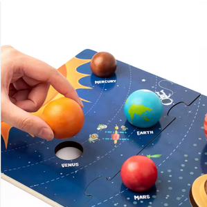 Gioco Educativo in Legno per Bambini, Puzzle dei Pianeti dell'Universo, Tavola di Abbinamento per l'Educazione Precoce - Product Image 5