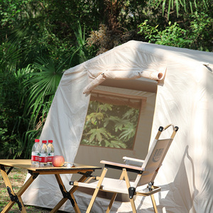 Tente de camping extérieure 2,2x1,8x1,3m, simple couche, ouverture rapide, 4-5 personnes, blanc cassé, quatre saisons, imperméable - Product Image 4