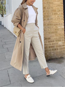 ZEVITY <span class=keywords><strong>Pantaloni</strong></span> a sigaretta da donna a vita alta con chiusura a bottoni, casual, in poliestere, neri e bianchi, alla moda, per l'ufficio - Product Image 5