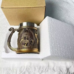L tazza da caffè in acciaio inossidabile fodera in resina Viking God Thunder Drink Cup Tankard regali aziendali birra in stile Medival - Product Image 5