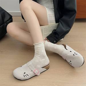 Chaussons confortables pour femmes d'automne, mignons, à bout ouvert, à semelle épaisse, décontractés, style chaton - Product Image 2