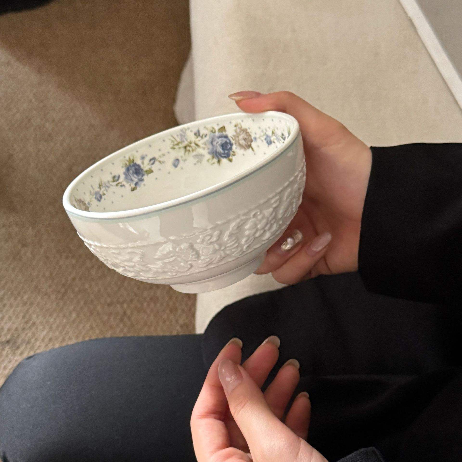 Holiday Blue Rose Manor Bowl 12.5*6.5