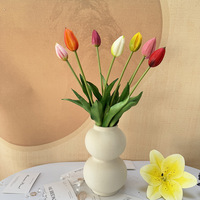 Tige de fleur artificielle en colle souple, tulipe unique faite à la main, pour la décoration intérieure, la photographie de mariage, la rentrée scolaire, la fête des Mères