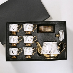 Porcelain <b>Tea</b> <b>Set</b> with Cups and Saucers White Gold Floral Coffee <b>Tea</b> Service Gift <b>Set</b> for Home Cafe - Product Image 6