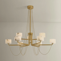 Lustre design en albâtre naturel de luxe, luminaire suspendu LED pour salle à manger, salon, chambre à coucher, restaurant, hôtel