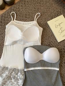 Camisola de encaje de alta calidad, envoltura de pecho acolchada, Tops <span class=keywords><strong>Tubr</strong></span> para mujer, sujetador, Croptops para mujer, camiseta sin mangas de algodón para mujer con sujetador integrado - Product Image 3