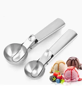 Cuchara de helado de acero inoxidable con gatillo, cuchara de Metal perfecta para Yogurt, Gelatos y Sundaes