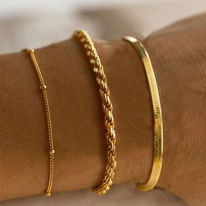 EMANCO Y2K Classic <strong>Stackable</strong> Layered Charm <strong>Bracelets</strong> Stainless Steel Women's 14K Gold/Silver Color Jewelry Gift Daily Party - Product Image 5