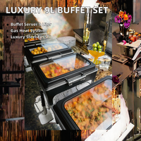 Chauffe-Plat de Luxe Noir en Acier Inoxydable à Gaz 9L pour Buffet – Équipement de Petit-Déjeuner pour Hôtels et Restaurants RRR