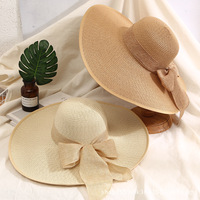 Sombrero de Verano Unisex, Sombrero para el Sol de Ala Ancha con Protección UV, Plegable, con Flor y Lazo, para Playa, Pesca, Viajes
