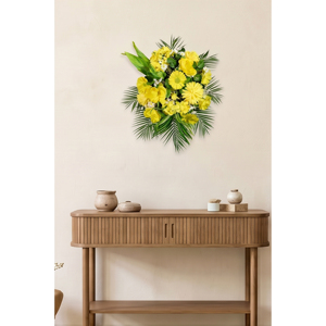Ramo de Flores Artificiales Amarillas, Guirnaldas Decorativas y Arreglos Florales Colgantes de Pared para Decoración del Hogar, Bodas y Fiestas - Product Image 1